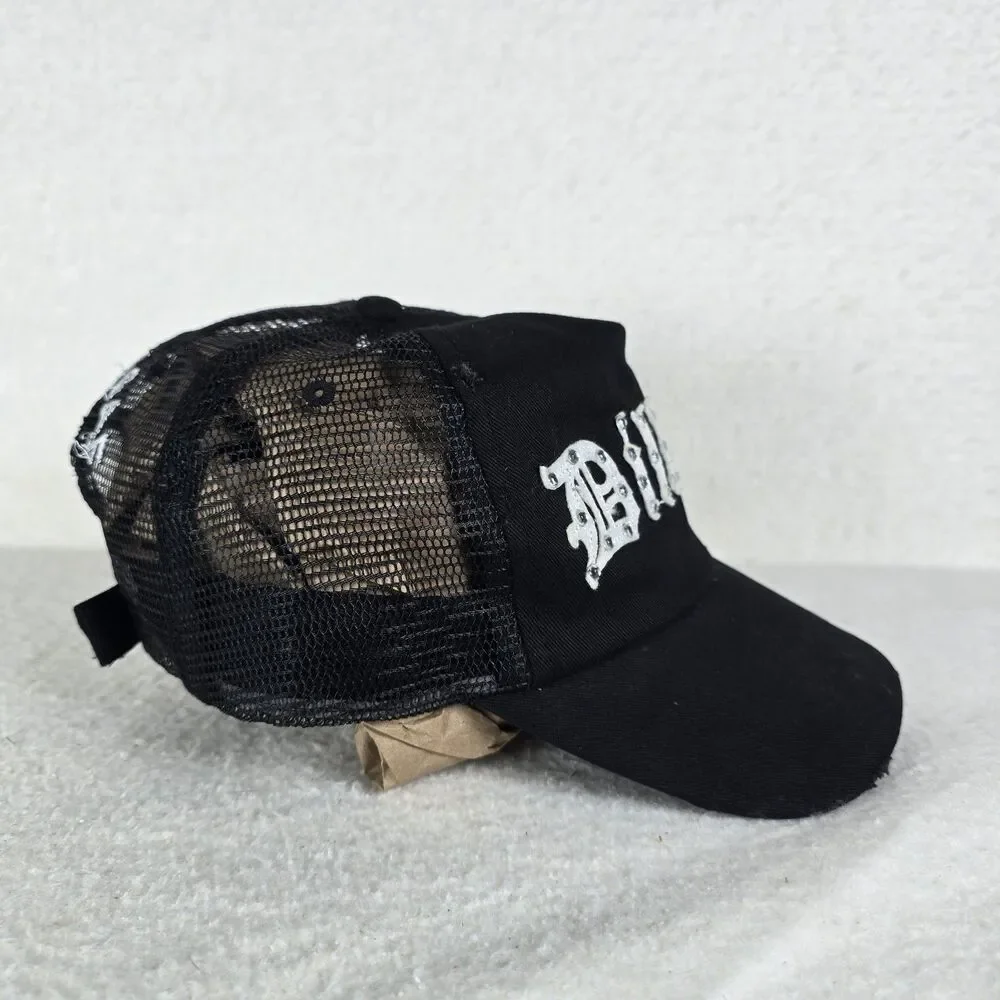 DILLIGAF by Bohica Bill Truckers Black Baseball Cap Embroidered Rhinestone Logo
